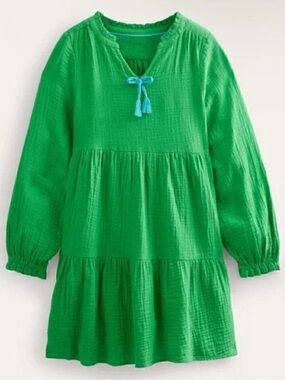 Boden Gauze Peasant Dress with Tassel Tie